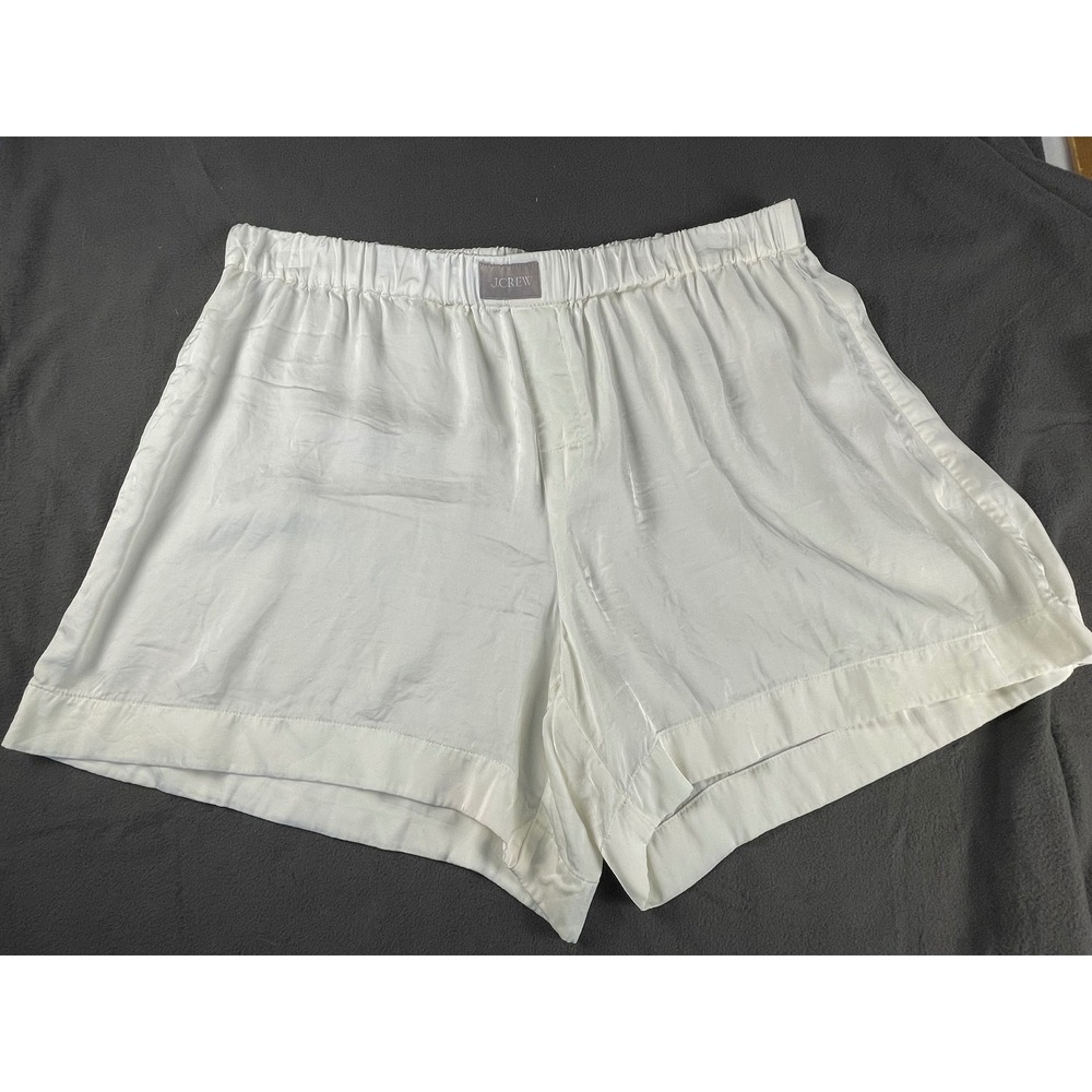 J.Crew Women Ivory White Viscose Pajama Sleep Shorts Elastic Waist Size S